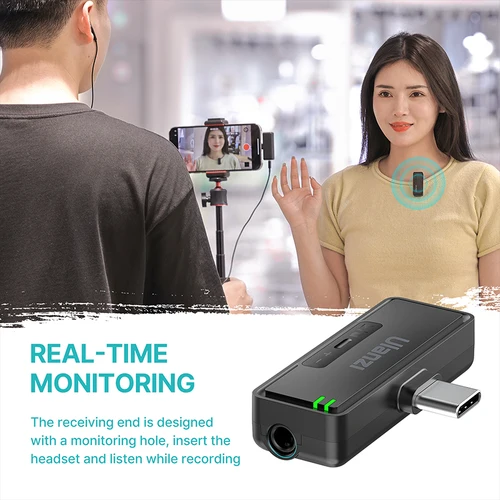 Ulanzi 2.4G 무선 라발리에 마이크 시스템, 음성 녹음 펜, 머프 오디오 소음 감소, 아이폰 안드로이드 스마트폰용 5