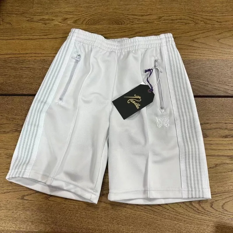 

Pure White NEEDLES Shorts High Quality Butterfly Embroidered Print Pants Hip Hop Men Women Casual Simple Classic Sweatpants