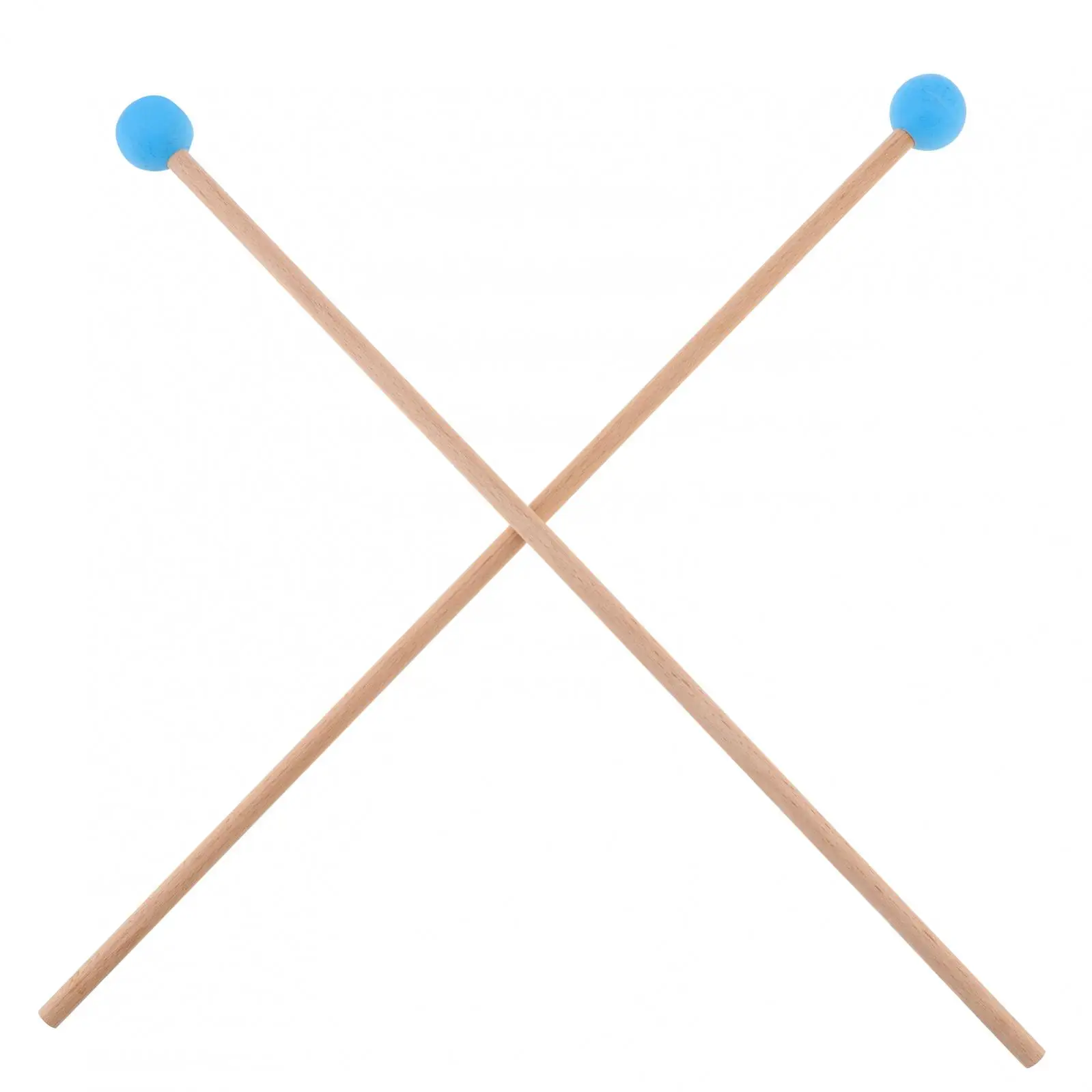 1 Pair Long Wood Handle Rubber Head Glockenspiel Xylophone Mallet, 41.5cm / 16.33 Inch Percussion Sticks