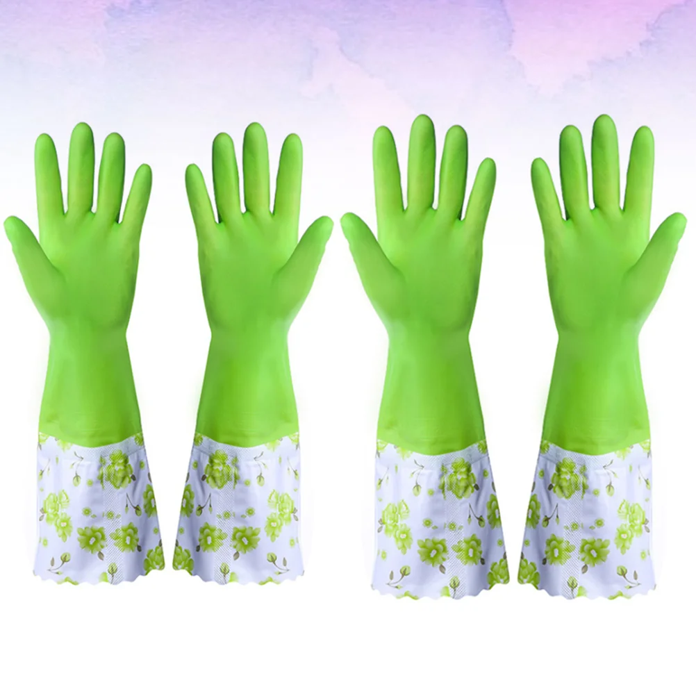 

2 Pairs Dish Washing Gloves Dishwashing Thicken Made to Order Latex Non-slip Housework