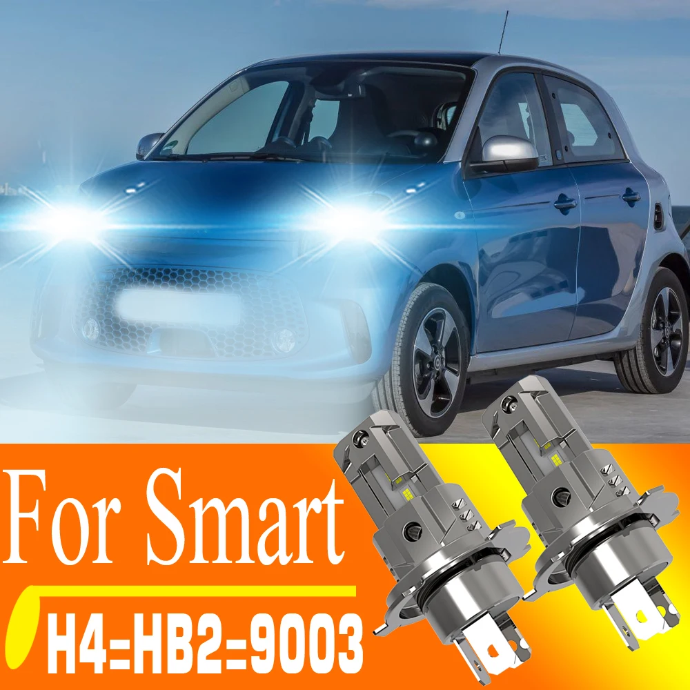 2개 H4 HB2 9003 P43t LED 헤드라이트 캔버스 에러 프리 파워 자동차 다이오드 전구 화이트 모토 안개등 12V 스마트 포포 포투 453용