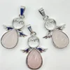 Fashion Natural Gem Stone Quartz Crystal Opal Mix pendant&Alloy angel Pendant DIY charm Jewelry Making Necklace Accessorie 12pcs 6