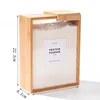 Bamboo Wooden Grain Storage Box Airtight Square Kitchen Pantry Organizer Transparent Food Container for Rice Cereal Dry Goods 6