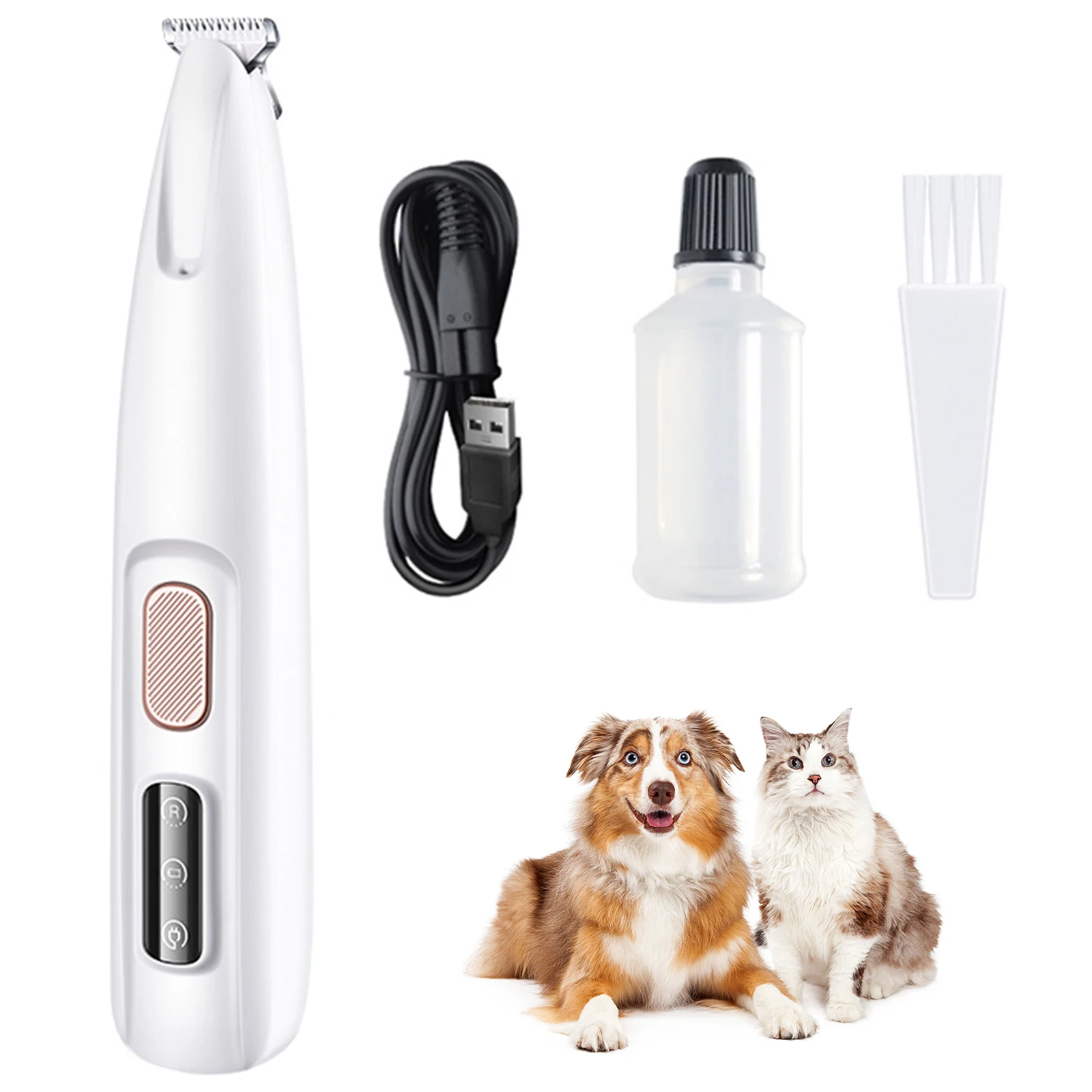 Pet Hair Trimmer Dog Hair Trimmer Dog Clipper Pet Clipper Hair Trimmer Rechargeable Pet Paw Trimmer with LED Light Fully Waterproof Dogs Cats Hair Trimmer for Grooming