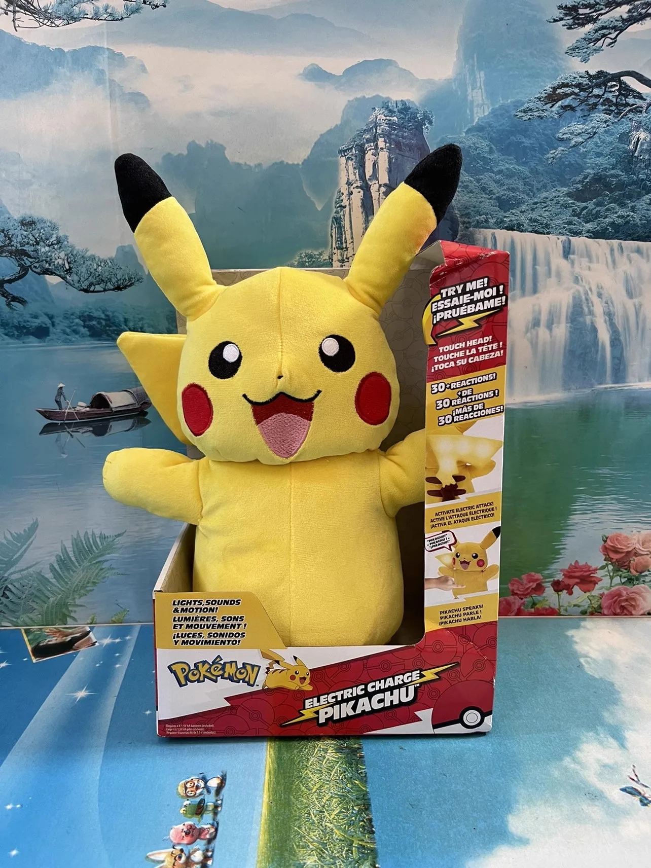 

American Genuine Pok é mon Sound and Light Electric Interactive Sound and Light Pikachu Plush Doll Children's Toy