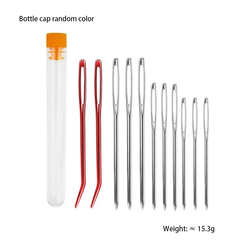 סט מחטים לתפירה ידנית - מחטות עין גדולה ומרפק לסריגה עצמית, רקמה וסריגת סוודרים - כלי אריגה