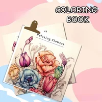 Colorful Flower Coloring Hand Drawn Book Colored Pencil Crayon Stress Relieving Children's Coloring Book 1