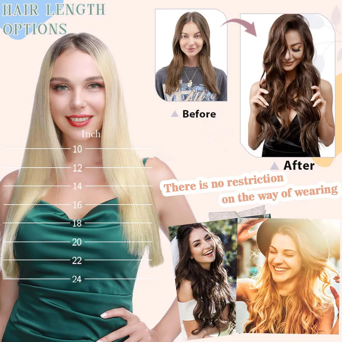 Hair Extension Clip in Hair Extensions Real Human Hairs Black Straight Extensions Head with 5 Clips One Piece Hair Clip in #1 Jet Black 26 Inch
