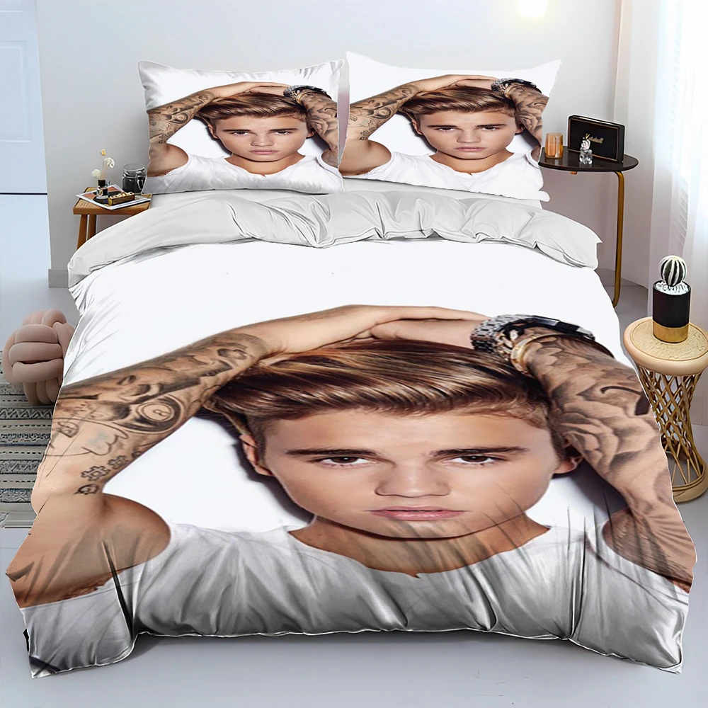 Popular Singe Justin Bieber JBiebs Comforter Bedding Set,Duvet Cover Bed Set Quilt Cover Pillowcase,king Queen Size Bedding Set 6
