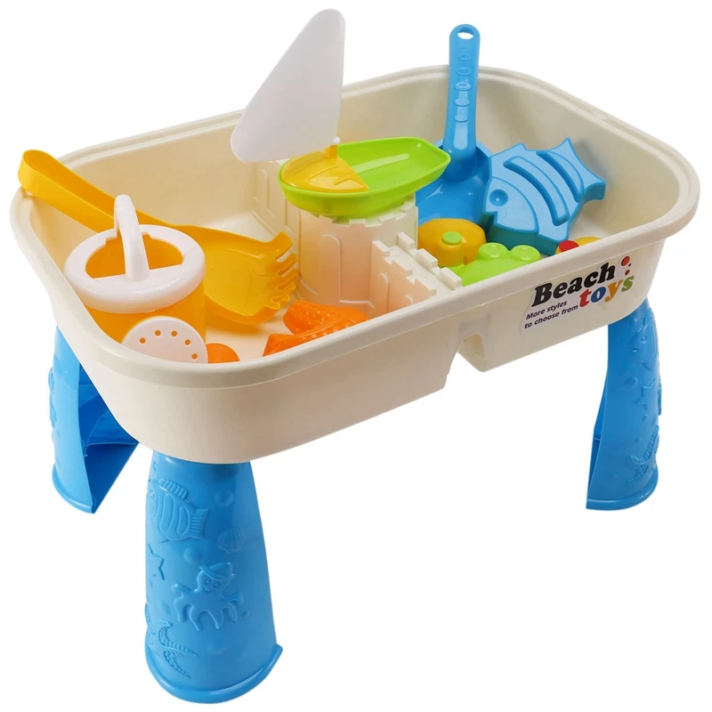 

Sand and Water Table Set with Lid Cover Beach Toys Outdoor Garden Kit Kids Summer Beach for Toddlers Kids
