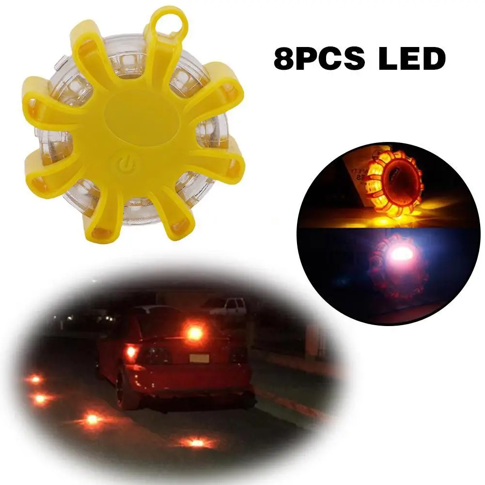 8 LED Yellow Traffic Absorption Light Emergency Safety Road