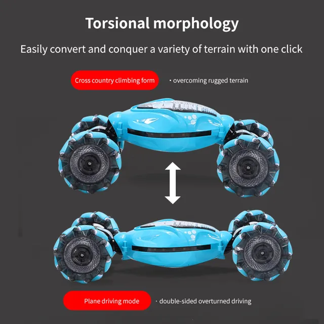2022 New 4WD 1:16 Stunt RC Car With LED Light Gesture Induction Deformation Twist Climbing Radio Controlled Car Electronic Toys 4