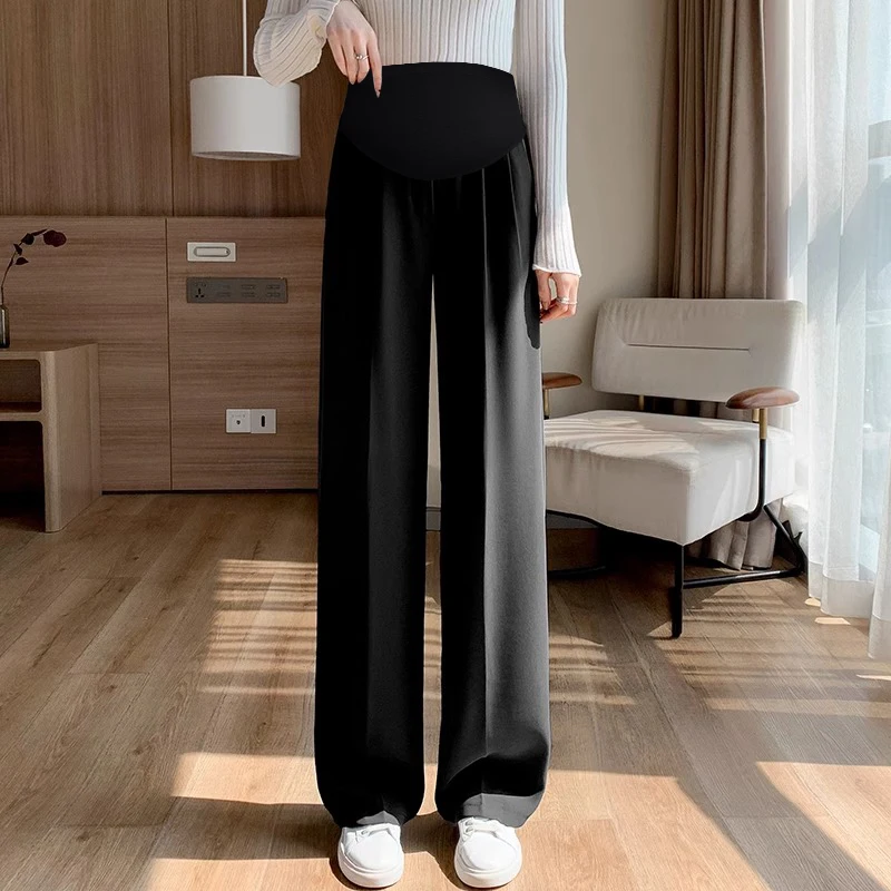 Spring Maternity Suit Pants High Waist Floor-length Pregnant Woman Belly Trousers Elegant Pregnancy Formal Clothes 6