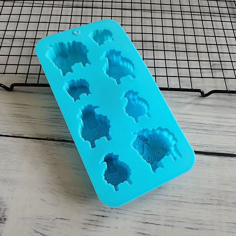 1pc 8 Holes Sheep Animal Shaped Soap Silicone Mold DIY