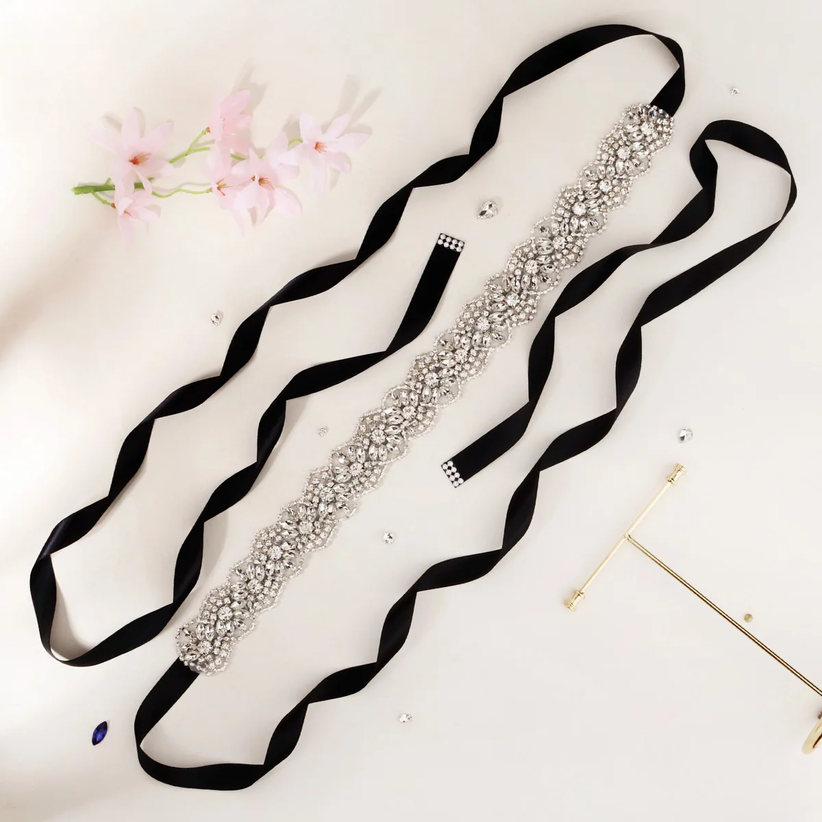 Bridal Waistband Rhinestone Bridal Belt for Wedding Dress Accessories Silver Color Crystal Bride Belt Sash Ribbon Party Bridesmaid Gift