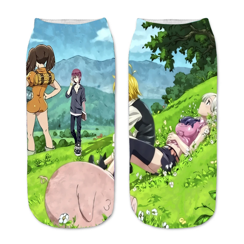 

Носки мужские/женские повседневные в стиле хип-хоп, носки для аниме «Семь смертных грехов» для подростков, носки с мультяшным принтом для взрослых