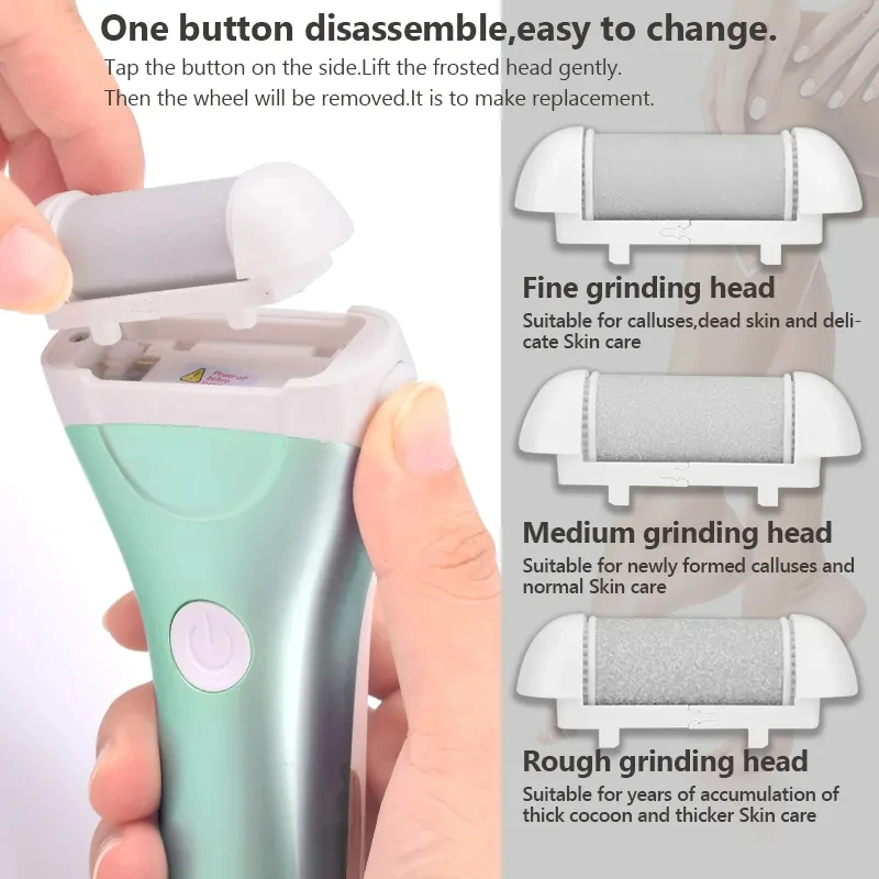 Mi Electric Pedicure Foot File USB Rechargeable Power Display ,3pcs Grinding Exfoliator Replacement Heads For Heel Callus Remove 3