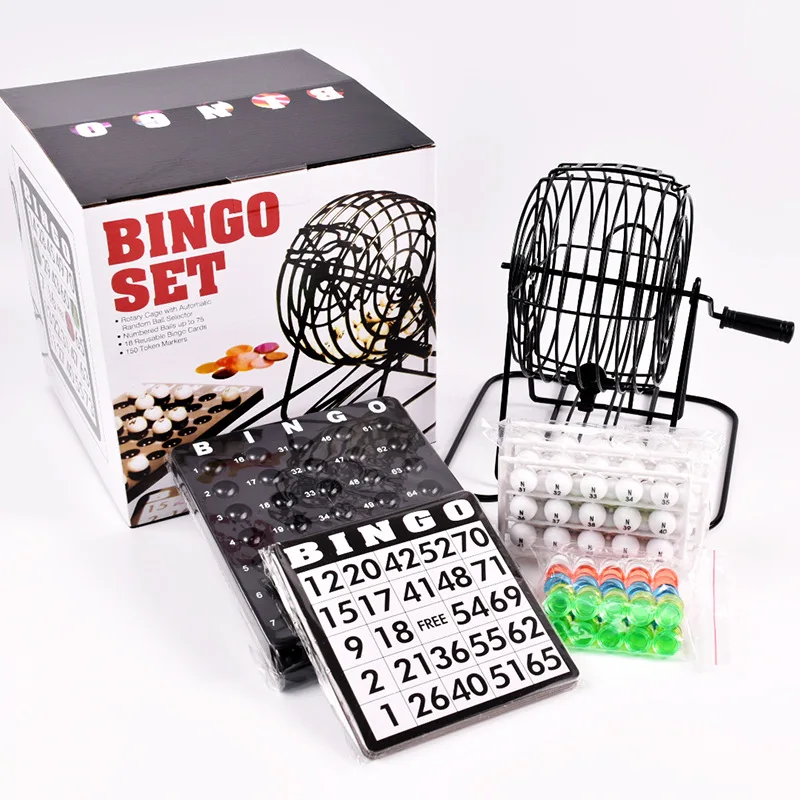 75 Ball Lottery Machine Bingo Set bingo game set Manual Lottery Machine Steel Bingo Game Cage Set Party Group Board Game Drinking