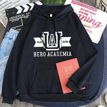 My Hero Academia UA Logo Anime Hoodies Simple Men Plus Size Streetwear Casual Warm Kangaroo Pocket Drawstring Sweatshirt 6