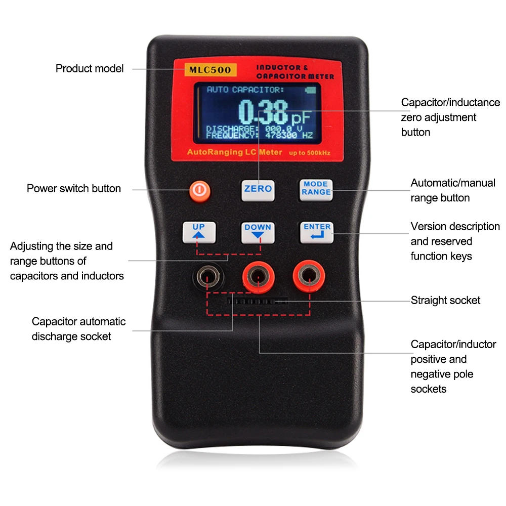 MLC500 LCD High Accuracy Capacitor Meter Professional Measuring Capacitance Resistance Capacitor Circuit Tester Maintenance 4