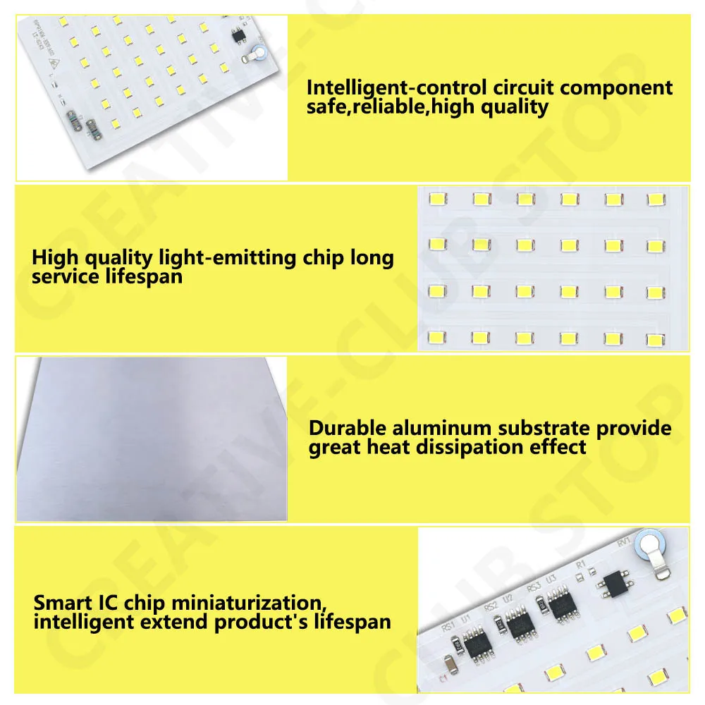 LED Matrix Flood Light SMD2835 Smart IC Light Source Board AC220V 10W 20W 30W 50W 100W 150W 200W bead Board For LEDs Panel Light