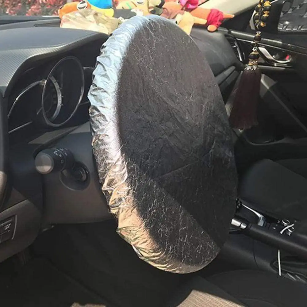 Window Sunshade Auto Car Steering Wheel Side Silver Coated Cloth Cover Sunscreen Insulation