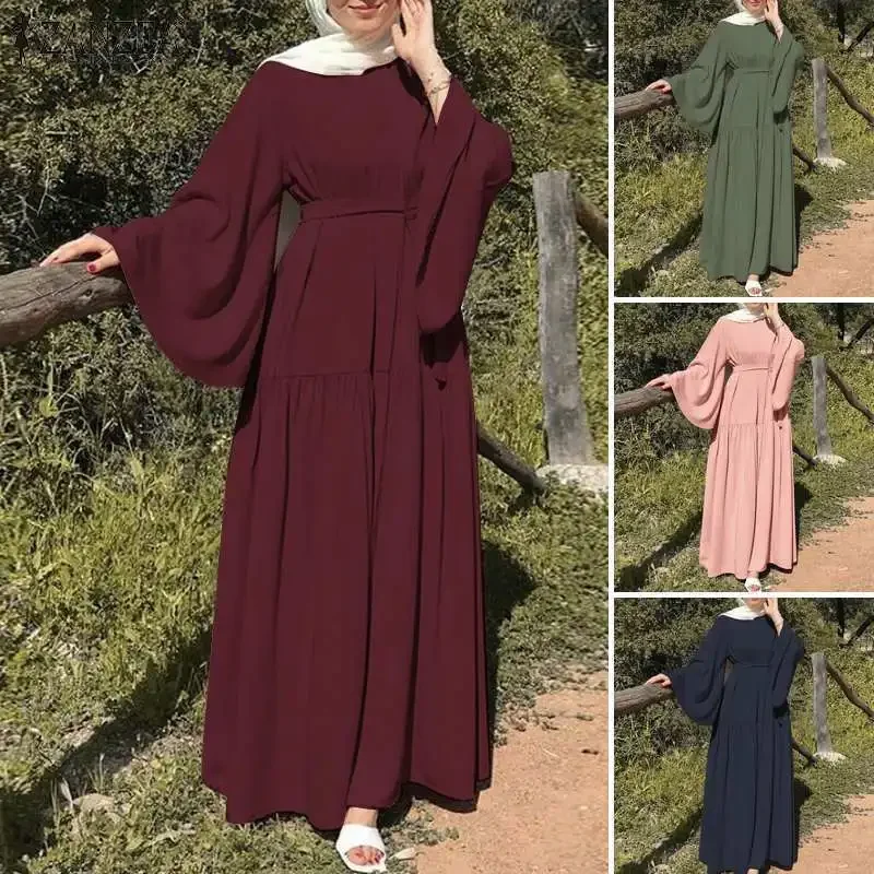 2023 New Muslim Dress Khimar Hijab Abaya Flare Sleeve Islam Clothing Abayas Women Dubai Kaftan Turkish Modesty Robe Jilbab