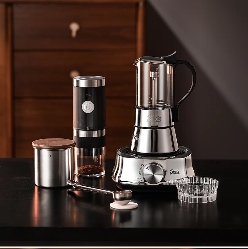 Bincoo Two Person 120ml Mocha Pot Visible Glass Türkiye Coffee Pot Electric Ceramic Stove Heating Concentration Extraction Pot