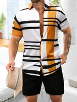 2024 Summer New Men's Short-sleeved Shirt And Beach Shorts Set Running Men's Shorts Everyday Urban Fashion Men's Casual Shirt 1