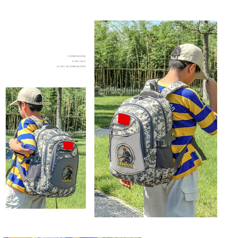 Teenage School Backpack Man Children's Spring Outing Travel Bag Schoolbag Pupils Camouflage Bag Boys' Bag Grades 1-6 Backpack