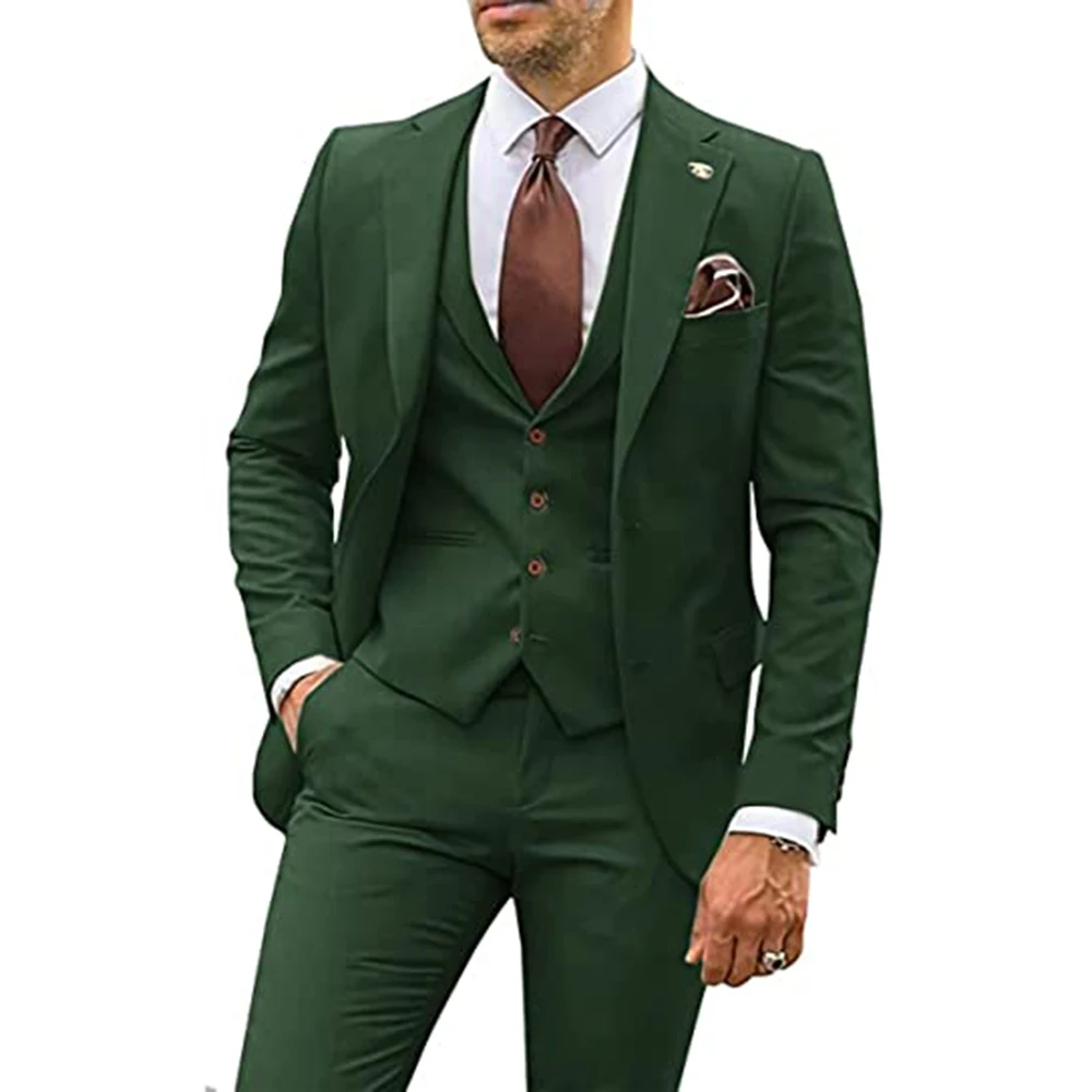 Male Suit Party Business Casual Groom Tuxedos Jacket Sets Notched Lapel Blazer Sets（Blazer + Vest + Pants）Slim Fit Costume Homme