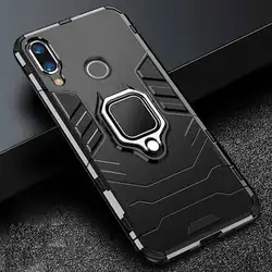 Durable Armor Phone Case with Finger Ring Holder and Reinforced Bumper for honor 10 lite (Black)