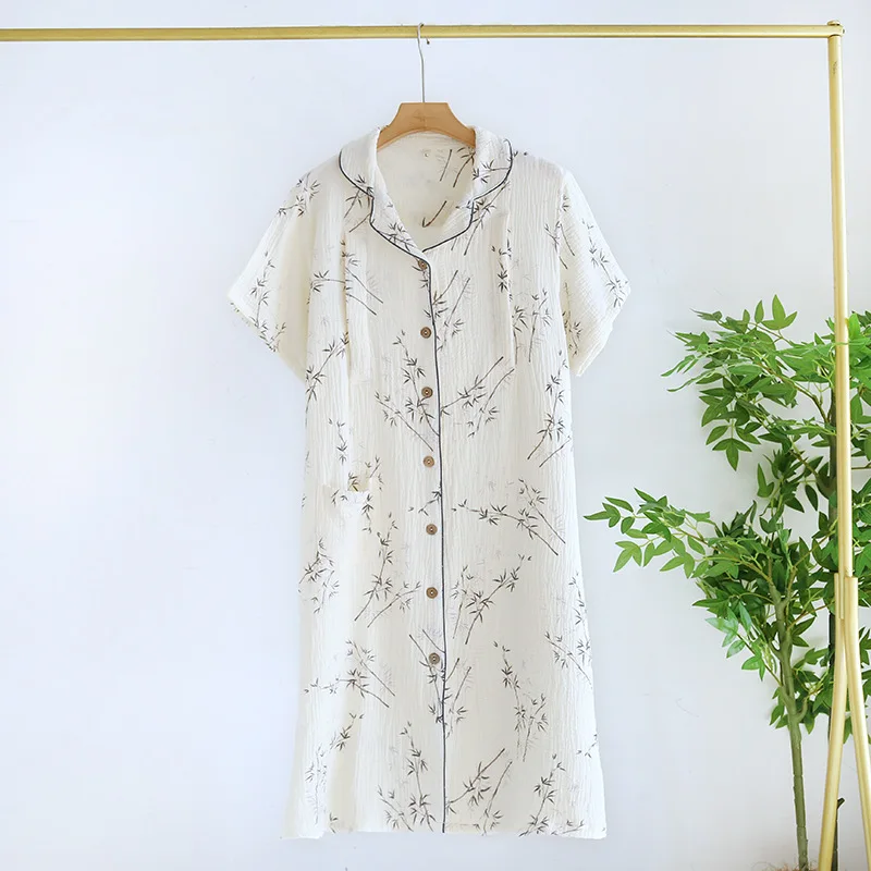 Pure Cotton Maternity Nightdress Breastfeeding Clothes Summer Short Sleeve Floral Thin Nursing Dress For Pregnant Women 3