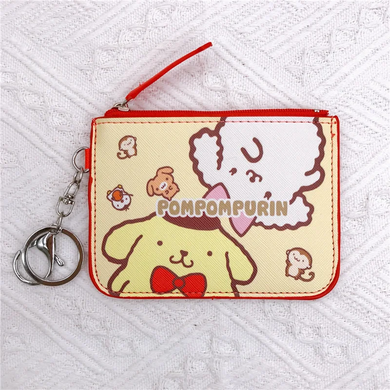 Sanrio Pu Wallet Cute Pompom Purin Children Toy Coin Purse Anime Sanrios Bag Women Kawaii Children Toys Bags Cartoon Girls Gift Plush Coin Purse