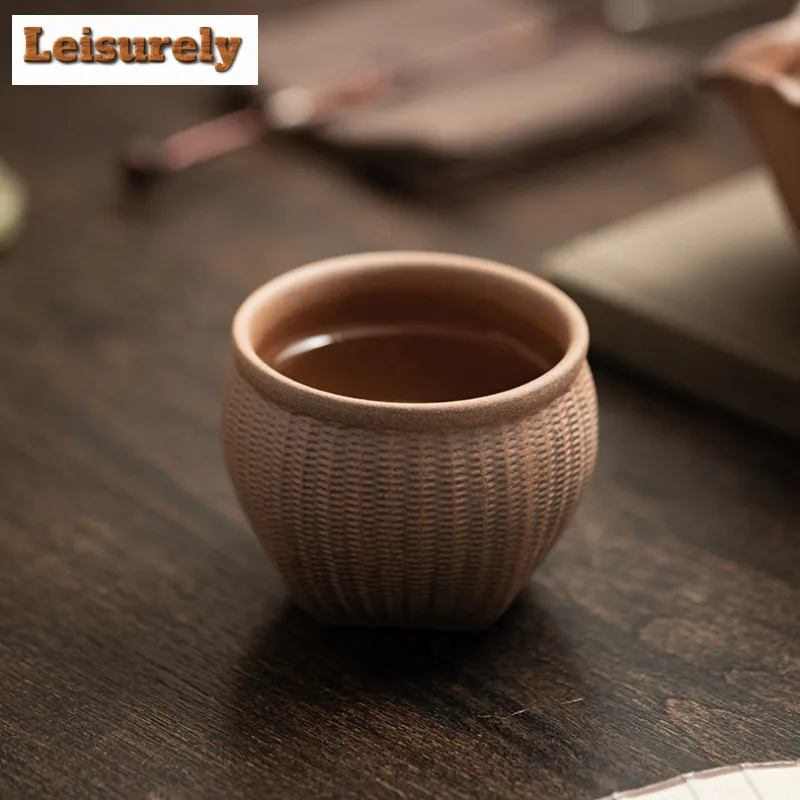 100ML Old Rock Clay Five Grains Harvest Teacup Ancient Tea Bowl Beautiful Tea Cup Tea-tasting Meditation Cup Jianzhan Master Cup