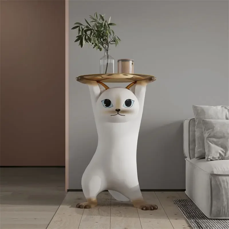 

Enchanting Cat Ornaments Sofa Side Table for Living Room Decorative Resin Ornaments Housewarming New Home Moving Gifts