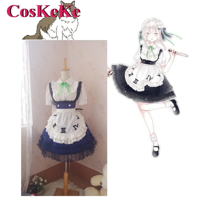 

CosKeKe [Customized] Izayoi Sakuya Cosplay Anime Game Touhou Project Costume Gorgeous Sweet Maid Dress Party Role Play Clothing