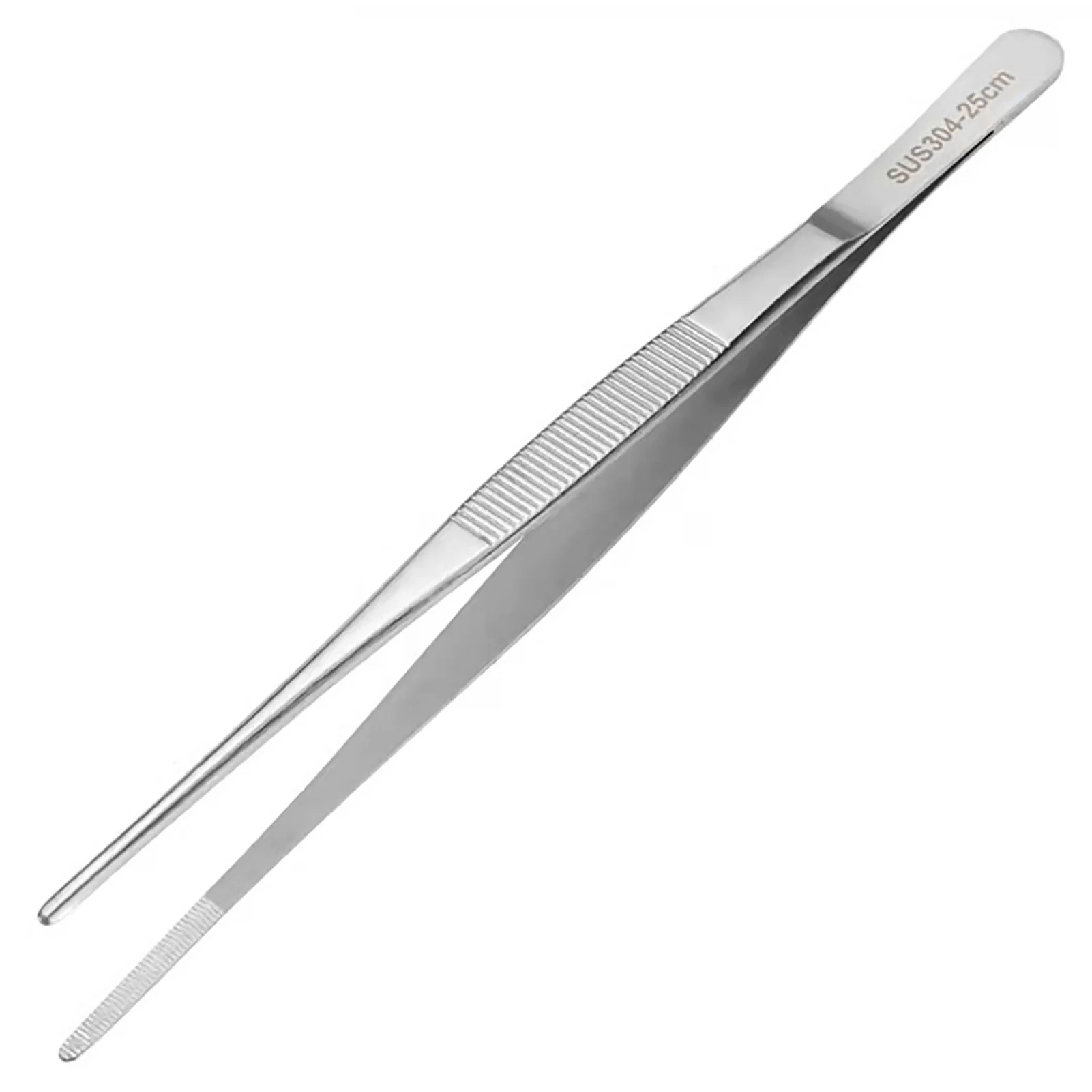Ergonomic Stainless Steel Tweezers Hardened Dressing Long Tweezers with Teeth Suitable for Makeup Cosmetic Tool