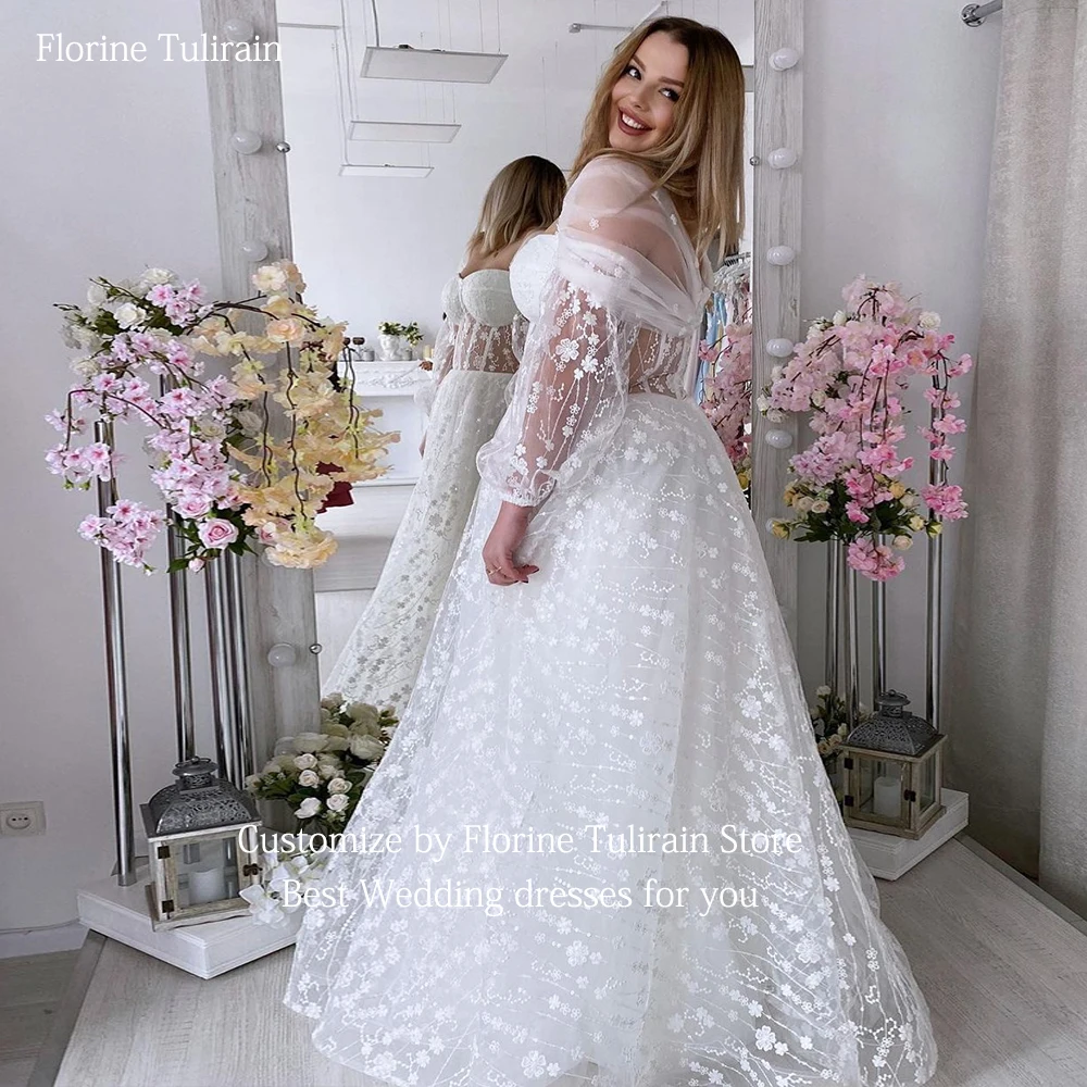 

Bespoke Robe De Mariée with Sexy DeepV-Neck Elegant Puff Sleeves A-line Floor-Length Court Train Wedding Dresses for Brides 2023