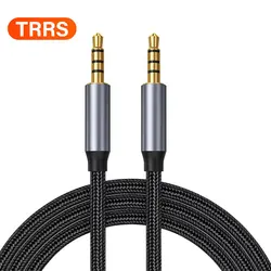 Premium Auxiliary Audio Cable - 3.5mm TRS/TRRS Jack for Headphones, Mobile, Car Stereo - Multiple Lengths Available (Gray TRRS)