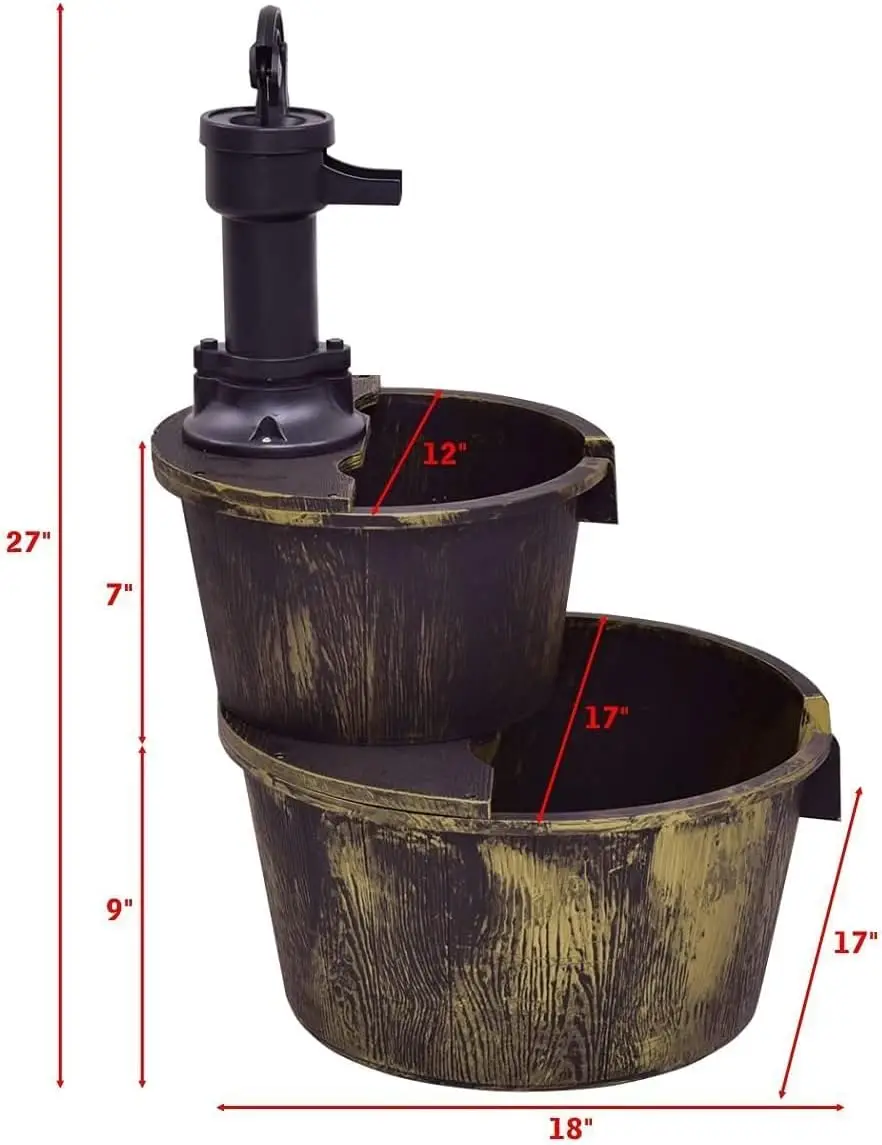 Rustic 2-Tier Outdoor Fountain
