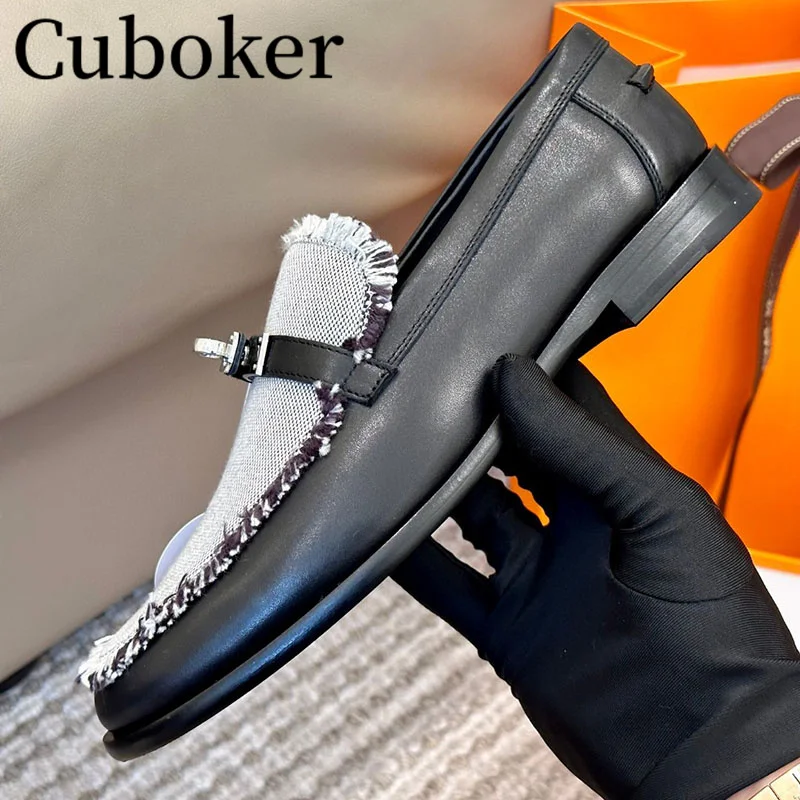 

Hot Sale Leather Canvas Woman's Luxury Loafers Flats Shoes Fashion Doudou Shoes Slip-on Walk Shoes Formal Business Shoes Mujer