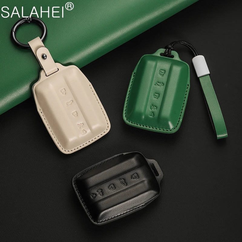 

New Leather Car Smart Remote Key Case Cover Shell For Great Wall GWM WEY Tank 300 500 Keyless Keyring Auto Accessories