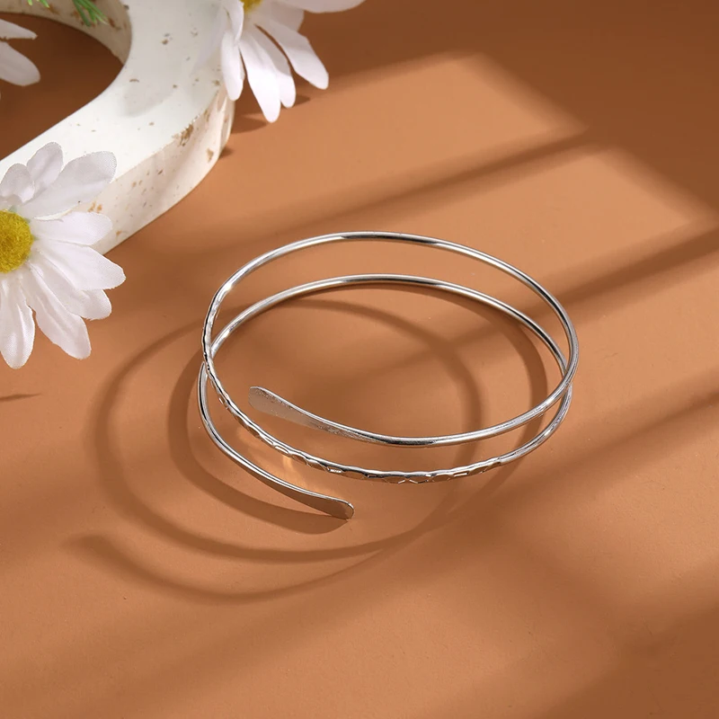 Silver Personality Punk Arm Ring Serpentine Metal Hollowed Out Multi-layer Smooth Bracelet Arm Ring Women Jewelry bangle bracelet snake bangle bracelet