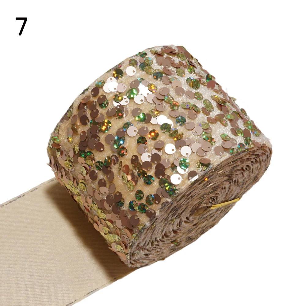 3 Inch 75mm DIY Double Color Peeled Untidy Sequin Fabric Reversible Sequin Ribbon For Craft Supplies Sewing Accessories 5 Yard