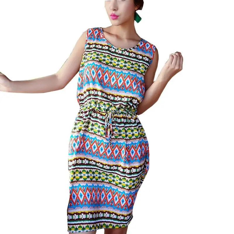 

add new Beach Dress Female clothes Chiffon Braces Slim Pleasantly cool sexy Women's Bohemian Dresses Hawaii Holiday Style Summer