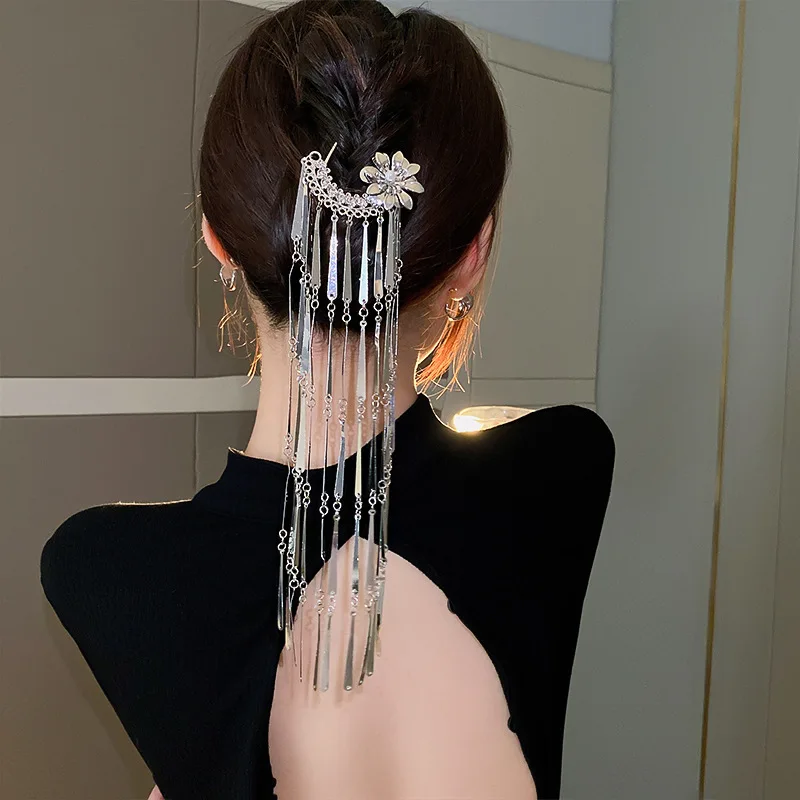 

KAITIN Vintage Long Tassel Geometric Pearl Flower Tassel Hair Fork Hairpin for Women Hairwear Elegant Hair Sticks Hair Jewelry
