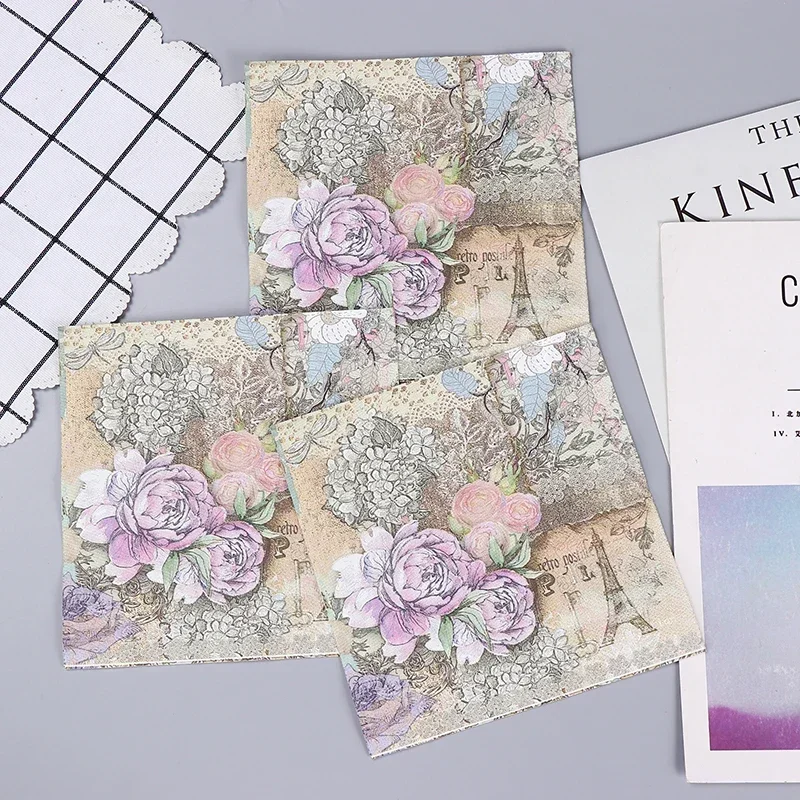 20pcs/Pac 33*33cm New Pylon Printing Napkins Colorful Paper Napkins Butterfly Bone Bart Handmade DIY Material Paper Placemat paper napkins disposable paper placemats