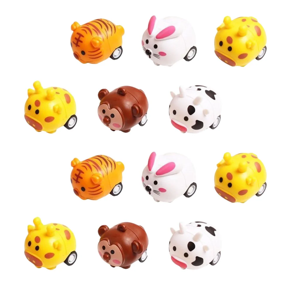 

12 Pcs Small Animal Pull Back Car Educational Playthings Pull-back Toy Kids Abs