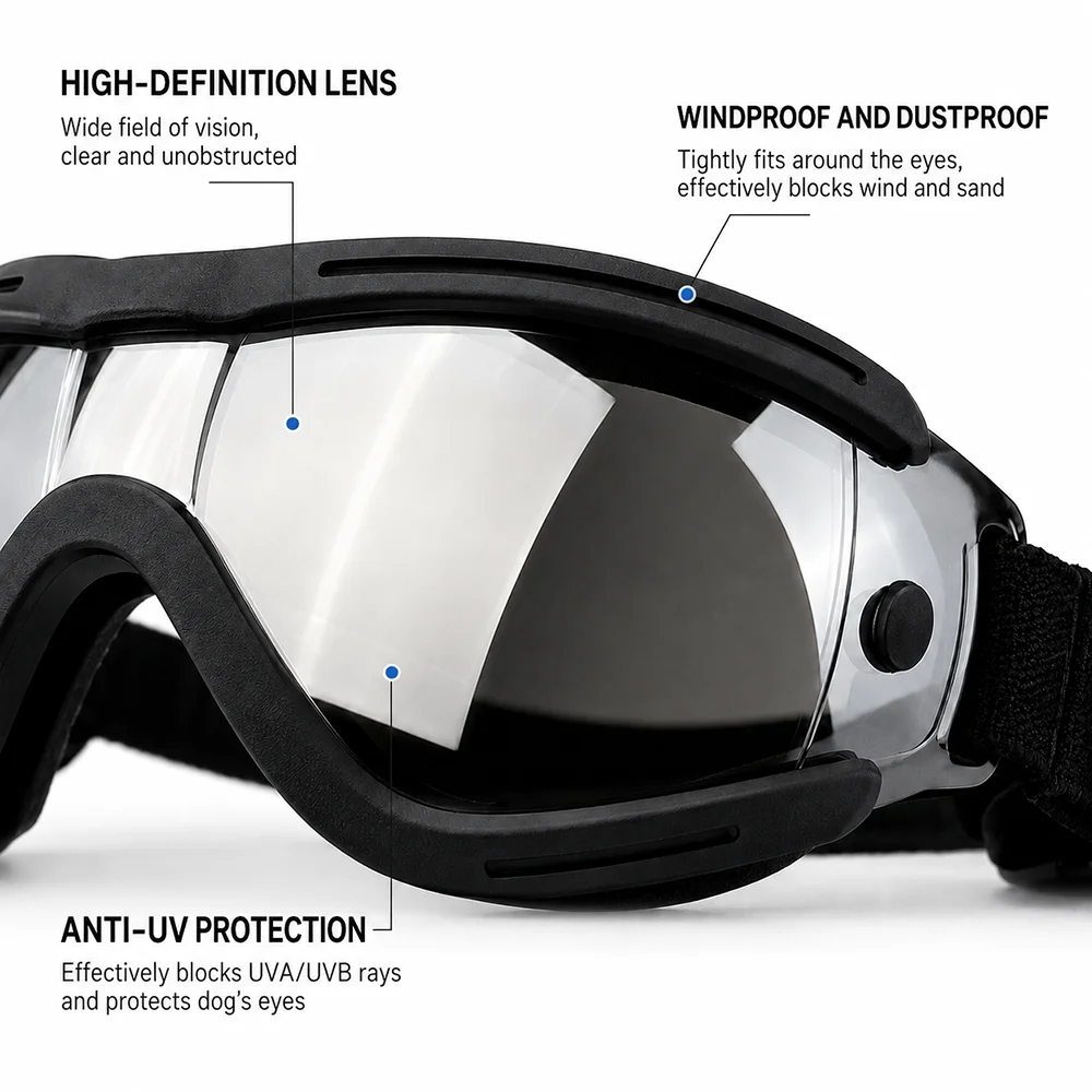 Dog Sunglasses - UV Protection & Adjustable Fit, Fashionable and Windproof